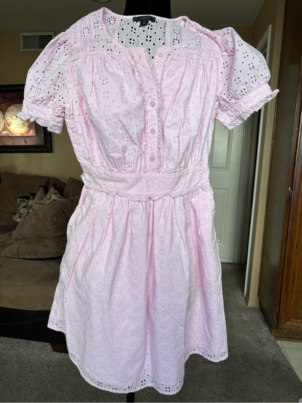 J Crew pink/lavender eyelet dress